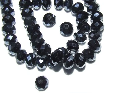 NO RESERVE!!Midnight Blue Cut Glass Faceted Rondelle Beads 10 mm x 7 mm 35 beads - Image 1 of 3