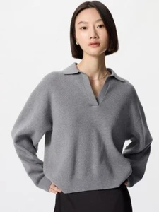 Uniqlo Smooth cotton relax polo jumper women Japan JP NEW - Picture 1 of 12