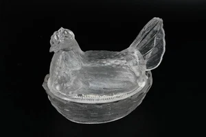 ANTIKES PRESSGLASHUHN - DECKELDOSE - UM 1900 - Bild 1 von 4