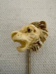Incredible Vintage Roaring Lion Carved Stickpin - Picture 1 of 4