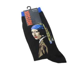 Hot Sox Damen Baumwollmischung Socken Kunst Serie Vermeer Mädchen mit Perlenohrring schwarz - Bild 1 von 1