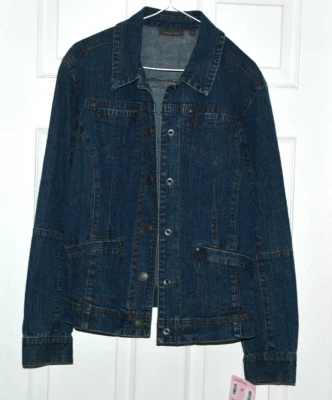 NWT NORDSTROM WOMENS "AMBER SUN" DENIM JACKET ~ SIZE L ~ SNAPS,  POCKETS - Image 1 of 4