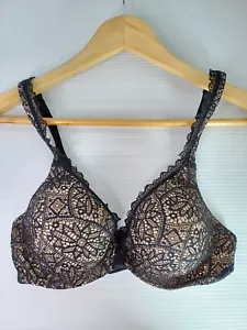 Berlei Bra 10C Black Underwire Moulded Cup Lace Trim - Picture 1 of 8