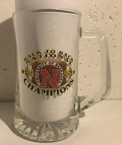 6.5” University of Nebraska Football 94/95 National Champions Glass Mug Cover