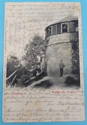 S_RAR! AK Leisnig "Parthie am Graben" gel. 1904 Stempel Bahnpost - Bild 1 von 3