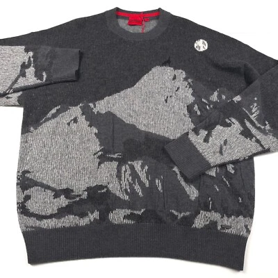 $248 HUGO BOSS Sermatt Wool & Mohair Dark Gray Oversized Sweater Mens Size Large - Image 1 of 4