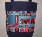 New Large Denim Tote Bag Handmade/w Ih Tractor Farmall 2 Fabric