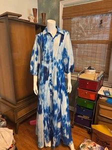 L'ATISTE BY AMY Maxi Dress Blue/White Tie-Dye Size L - Picture 1 of 5