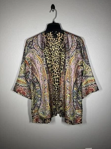 ETRO Silk Reversible Paisley Leopard Kimono Jacket Multicolor - Picture 1 of 19
