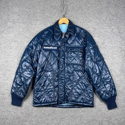 Chaqueta Goodyear De Colección Para Hombre S/M Azul Oficial Racing Puffer Acolchada Aislada Foto 1 de 4