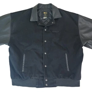 Chaqueta Bosch Para Hombre XL Negra Cuero Manga Bombardero Universitario Acolchada Forrada Ropa de Trabajo - Imagen 1 de 14