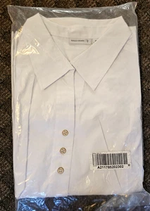 New Susan Graver 3XL White Cotton Blend Long Sleeve Button Down Shirt - Picture 1 of 3