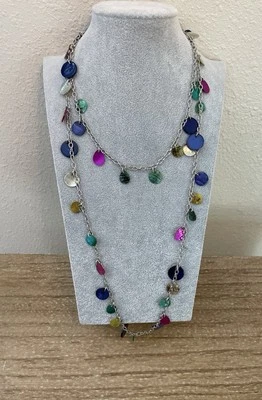 Fun and Colorful Lia Sophia  “Prismatic” Mother Of Pearl Long Shell Necklace - Image 1 of 4