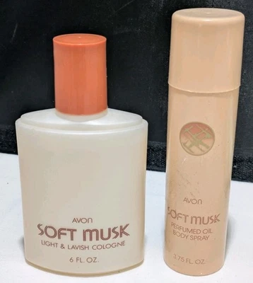 Spray corporal Avon Soft Musk de colección ligero lujoso colonia y clásico tesoro nuevo de Lote Antiguo Foto 1 de 4