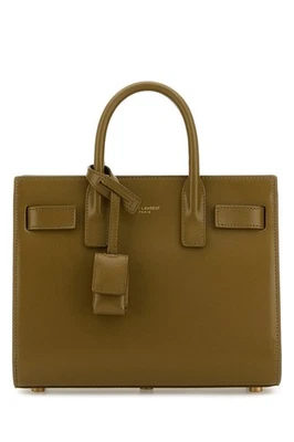 Bolsa de mão SAINT LAURENT Sac De Jour nano cáqui marrom couro liso nova/autêntica - Imagem 1 de 4