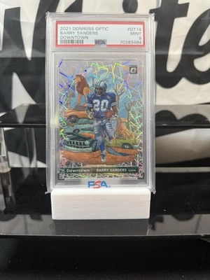ЧЕХОЛ BARRY SANDERS 2021 DONRUSS OPTIC DOWNTOWN PRIZM ХИТ SP КАК НОВЫЙ PSA 9 Q4669 - Изображение 1 из 3