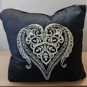 J. Queen NY ONYX  savory black Silver Design throw Pillow  - Picture 1 of 7