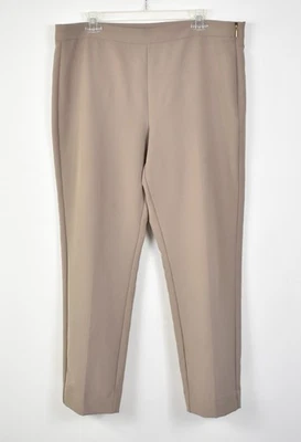 Pantalones al tobillo DONNA KARAN marrón topo refinado crepé costura trasera cremallera lateral 14 Foto 1 de 4