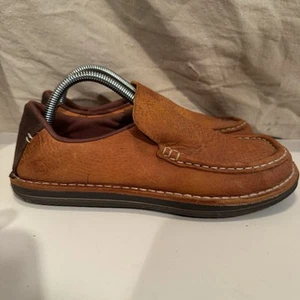 Merrell Clay Herren Größe 8 Braun Leder Slipper Niedrig Bask Mokassinnaht Halbschuhe - Bild 1 von 9