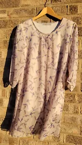 Vintage Sicilienne Grey Floral Print Lined Tunic 3/4 Sleeves Size M/L VGC  - Picture 1 of 7