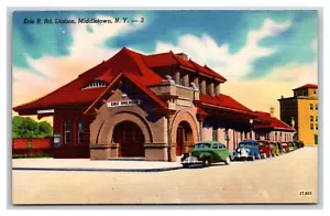 Nueva York Middletown Erie Railroad Station Lino Sin Publicar Bonito - Imagen 1 de 2