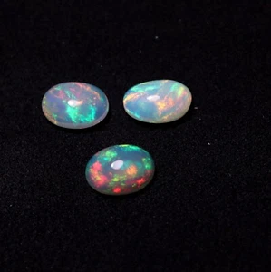 10x7 MM Natural Rainbow Fire Ethiopian Welo Opal Oval Shape 3 Piece Lot - Picture 1 of 13