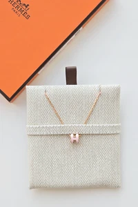 Neu HERMES Mini Pop H Anhänger Halskette Rose Dragee Rosa Rosegold Hardware RGHW - Bild 1 von 1