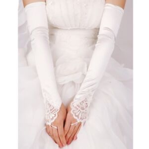 DreamHigh Satin Lace Fingerless Above Elbow Length Wedding Party Evening Gloves
