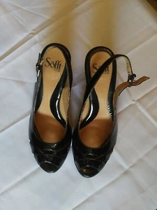Sofft Womens Shoes Strappy Sandals Slingback Black Closed Toe High Heels Size 9N - Picture 1 of 3