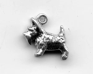 Sterling silver Medium SCOTTISH TERRIER SCOTTY 3D Dog Charm10X12mm apx 2 Grams - Picture 1 of 1