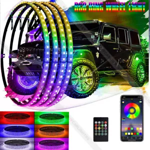 17.5'' Pack of 4 RGB Wheel Ring Lights LED Light For Truck Car Rim Lights APP - Picture 1 of 20
