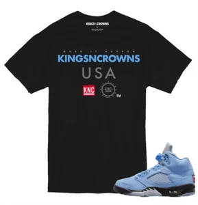 Tee shirt to match Air Jordan 5 UNC University Blue Sneakers.  Kings N Crowns - Picture 1 of 1