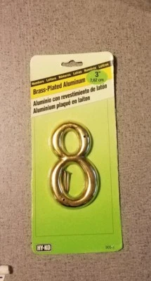 NUEVO EN PAQUETE - HY-KO 3” Latón Chapado Aluminio Casa Número "8", DCG-3/8 Foto 1 de 4