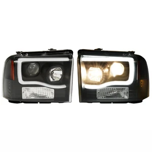 LED DRL Headlights Projector Fit For 05-07 Ford F250 F350 F450 F550 Super Duty - Picture 1 of 16