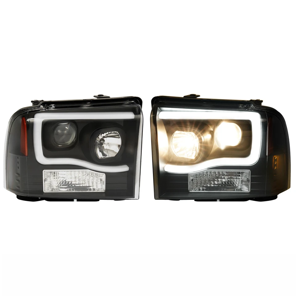 Fit For 05-07 Ford F250 F350 F450 F550 Super Duty LED DRL Projector Headlights - Image 1 of 4