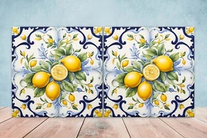 Juego de 2 azulejos de pared de mayólica de limón de cerámica italiana para decoración de paredes - Imagen 1 de 3