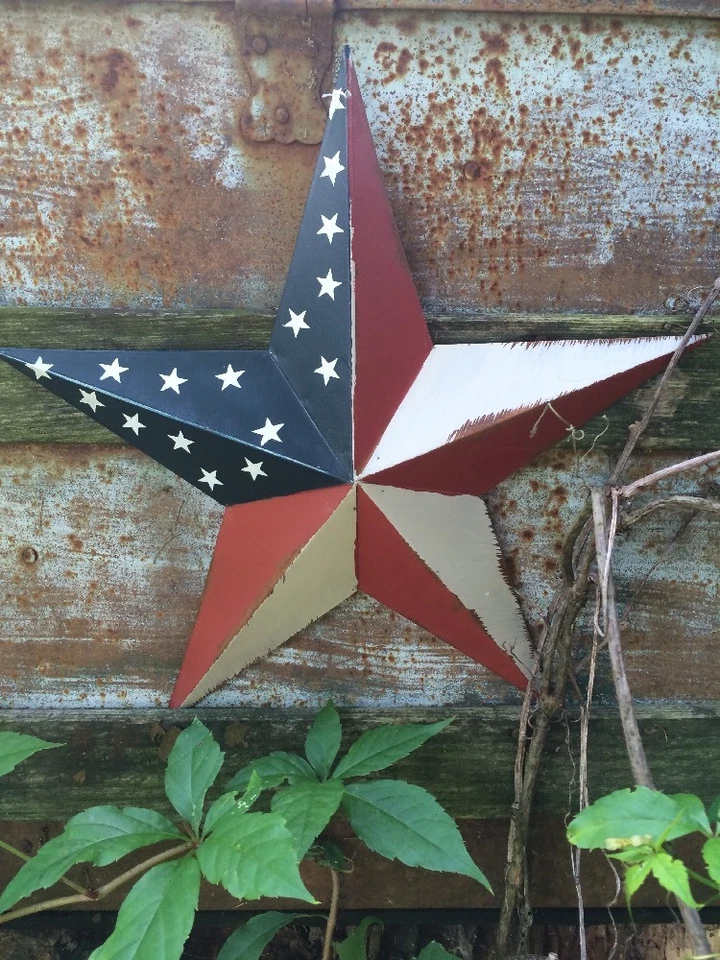 PRIMITIVE AMERICAN BARN STAR 24 INCH 24" COUNTRY FLAG RUST STARS AMERICANA METAL - Image 1 of 4