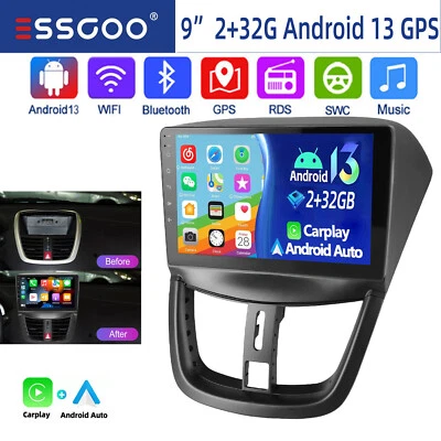 Per Peugeot 207 CC 2006-2015 9" Android 13 Autoradio GPS Navi DAB CarPlay 2+32GB - Immagine 1 di 4