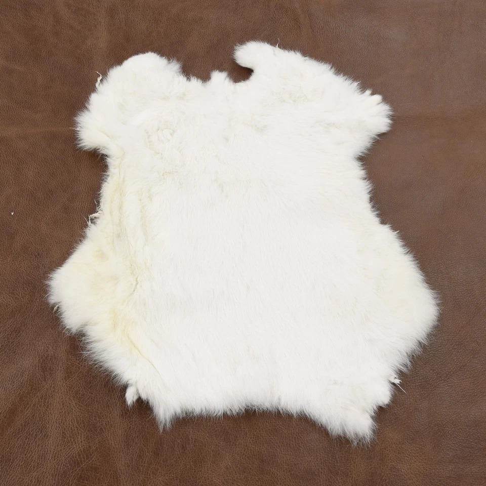 Rabbit Fur Pelt White/Off White Genuine Leather Soft Single Pelt - Image 1 of 1