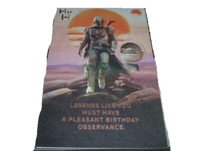 Tarjeta de cumpleaños de Star Wars The Mandalorian & Baby Yoda American Greeting Foto 1 de 2