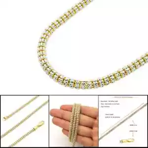 Real Solid 10k Yellow Gold 4.5mm Ice Link Chain Necklace 16"-26" All Size Unisex - Picture 1 of 6