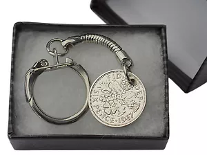 More details for coin keyring - british sixpence keyring choice of year 1920-1967 birthday