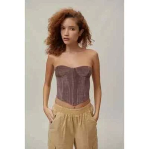 Urban Outfitters Out From Under Replay Samt Waffel Korsett Mauve Größe M Neu mit Etikett - Bild 1 von 14