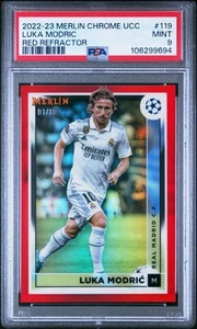 2022-23 Topps Merlin Chrome UEFA UCC Luka Modric /10 Red Refractor PSA 9 #119 - Picture 1 of 3