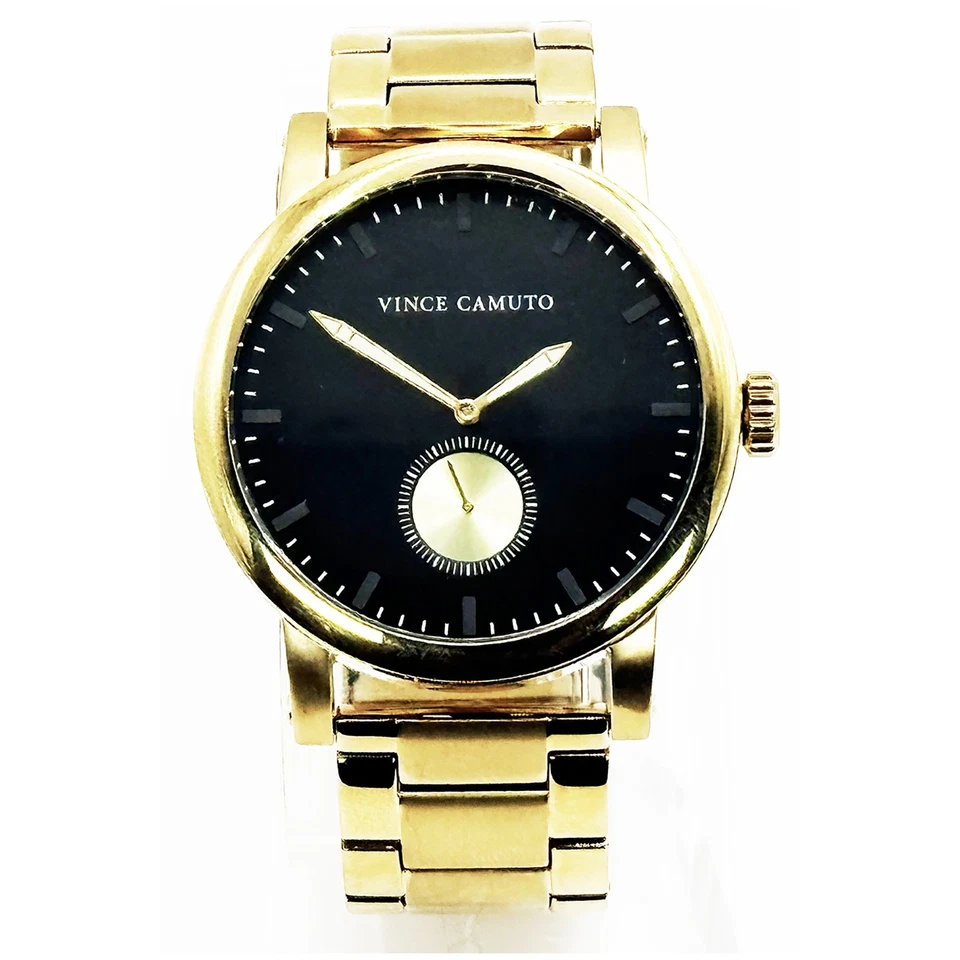 Men's Vince Camuto Watch The Cadet 44mm Gold Tone VC1109BKGP Scratches Stainless