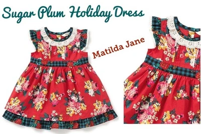 NUEVO CON ETIQUETAS VESTIDO DE VACACIONES MATILDA JANE 3-6 MESES ROJO FLORAL A CUADROS AZÚCAR CIRUELA Foto 1 de 4