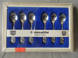 Edelstahl rostfrei 6 small spoons stainless steel Rosendekor - Picture 1 of 10