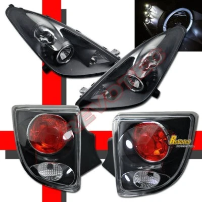 Black LED Halo Projector Headlights & Tail Lights RH&LH For 00-05 Toyota Celica - Image 1 of 4