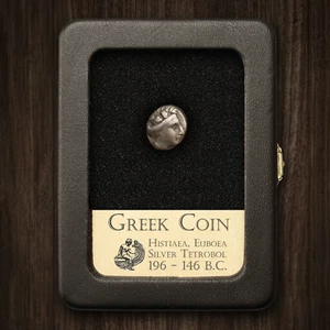 SELTENE griechische Silbermünze Tetrobol - Euböa Histiaea - mit Vitrine wunderschön - Bild 1 von 7