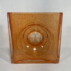 Christian Tortu Orange Diabolo Square Glass Vase Signed MidCentury Modern France - Picture 1 of 18
